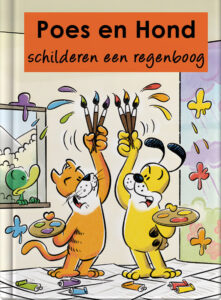 Poes en Hond schilderen een regenboog